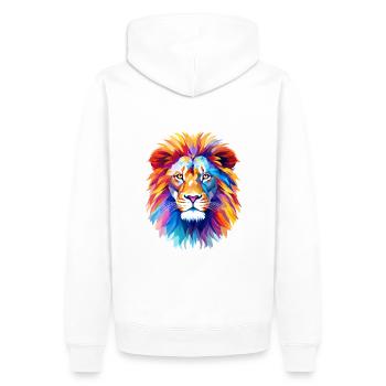 Lion géométrique coloré : Art polygonal abstrait - Sweat à capuche Premium bio Homme - blanc - Dos - Nico (187cm)