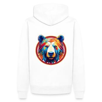 Abstrait Spectrum Bear : Fusion géométrique des couleurs - Sweat à capuche Premium bio Homme - blanc - Dos - Nico (187cm)