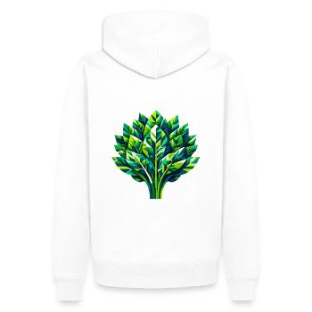 Geometric Spinach Splendor: Green Leaf Design - Men’s Premium Organic Hoodie - white - Back - Nico (187cm)