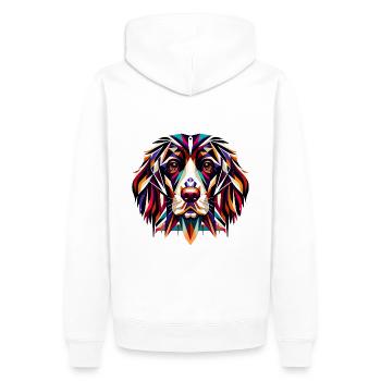 English Springer Spaniel: Geometrische Farbpracht - Männer Premium Bio Hoodie - Weiß - Hinten - Nico (187cm)