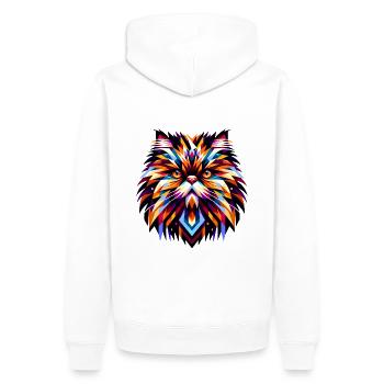 Chat persan : vision géométrique du kaléidoscope - Sweat à capuche Premium bio Homme - blanc - Dos - Nico (187cm)