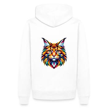 Geometrische Maine Coon Katze: Lebendiges abstraktes Mosaik - Männer Premium Bio Hoodie - Weiß - Hinten - Nico (187cm)