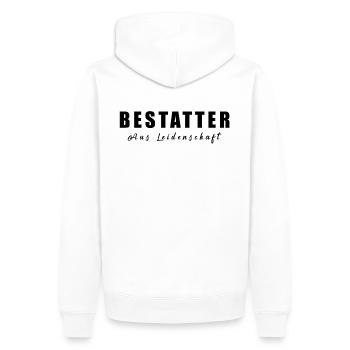 Bestatter - Bestattung - Männer Premium Bio Hoodie - Weiß - Hinten - Nico (187cm)