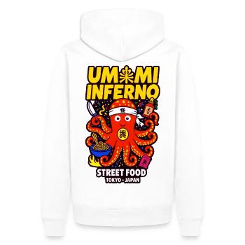Umami Inferno - Street Food Tokyo - Sweat à capuche Premium bio Homme - blanc - Dos - Nico (187cm)