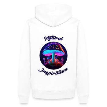 Natural Inspiration - Mushroom - Men’s Premium Organic Hoodie - white - Back - Nico (187cm)