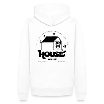 cool House Music Print Back - Sweat à capuche Premium bio Homme - blanc - Dos - Nico (187cm)
