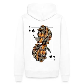 Rhino Steampunk Jeu de cartes Spades Jack Poker - Sweat à capuche Premium bio Homme - blanc - Dos - Nico (187cm)
