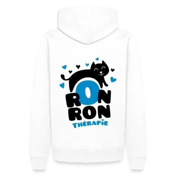 Ronronthérapie, pour les amoureux des chats ! - Sweat à capuche Premium bio Homme - blanc - Dos - Nico (187cm)