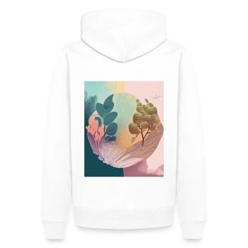 Pastellzauber: Surreale Botanik - Männer Premium Bio Hoodie - Weiß - Hinten - Nico (187cm)