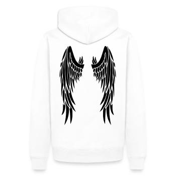 ailes noires - Sweat à capuche Premium bio Homme - blanc - Dos - Nico (187cm)