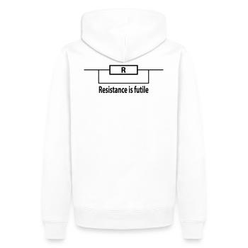 resistance is futile - Männer Premium Bio Hoodie - Weiß - Hinten - Nico (187cm)