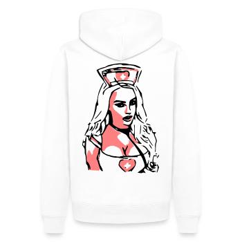 2reborn IMPFEN Krank sexy Krankenschwester Nurse 4 - Männer Premium Bio Hoodie - Weiß - Hinten - Nico (187cm)