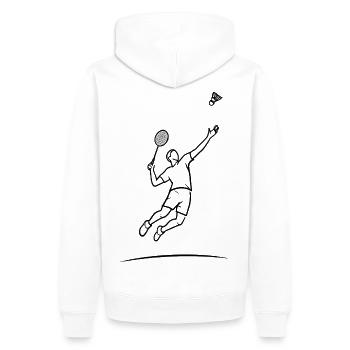 Badminton-Sprungheld - Männer Premium Bio Hoodie - Weiß - Hinten - Nico (187cm)