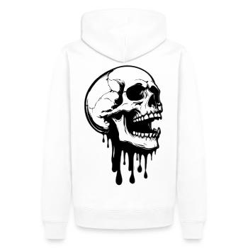 Schmelzender Totenkopf Grafik - Männer Premium Bio Hoodie - Weiß - Hinten - Nico (187cm)