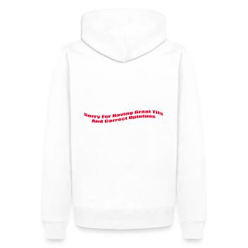 Désolé d’avoir une bonne tita et des opinions correctes - Sweat à capuche Premium bio Homme - blanc - Dos - Nico (187cm)