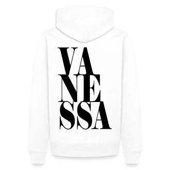 Vanessa Name Vorname Moderne Schrift Wort Art - Männer Premium Bio Hoodie - Weiß - Hinten - Nico (187cm)