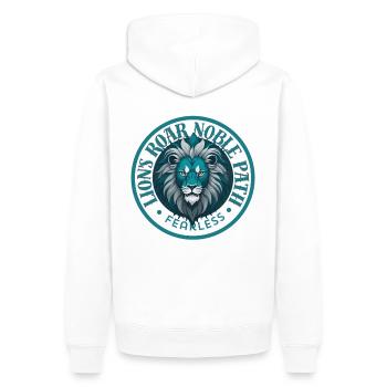 Lion's Roar, Noble Path - Männer Premium Bio Hoodie - Weiß - Hinten - Nico (187cm)