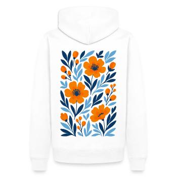Fleurs graphiques - Design floral moderne - Sweat à capuche Premium bio Homme - blanc - Dos - Nico (187cm)