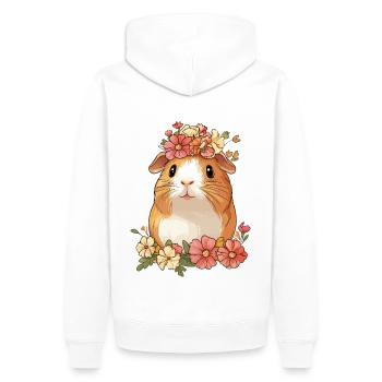 Cochon d’Inde avec des fleurs - Sweat à capuche Premium bio Homme - blanc - Dos - Nico (187cm)
