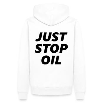 Arrêtez le pétrole Sauvez la Terre Arrêtez le pétrole - Sweat à capuche Premium bio Homme - blanc - Dos - Nico (187cm)