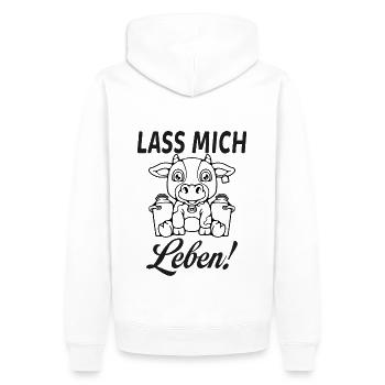 Lass mich Leben Baby Kuh - Vegan Vegetarisch - Männer Premium Bio Hoodie - Weiß - Hinten - Nico (187cm)