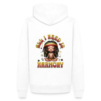 All I Need Is Harmony Rastagirl - Männer Premium Bio Hoodie - Weiß - Hinten - Nico (187cm)