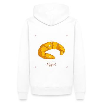 Frühstücks-Kipferl resch und fesch und süß - Männer Premium Bio Hoodie - Weiß - Hinten - Nico (187cm)