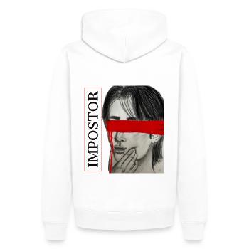 CHARLATAN - Sweat à capuche Premium bio Homme - blanc - Dos - Nico (187cm)