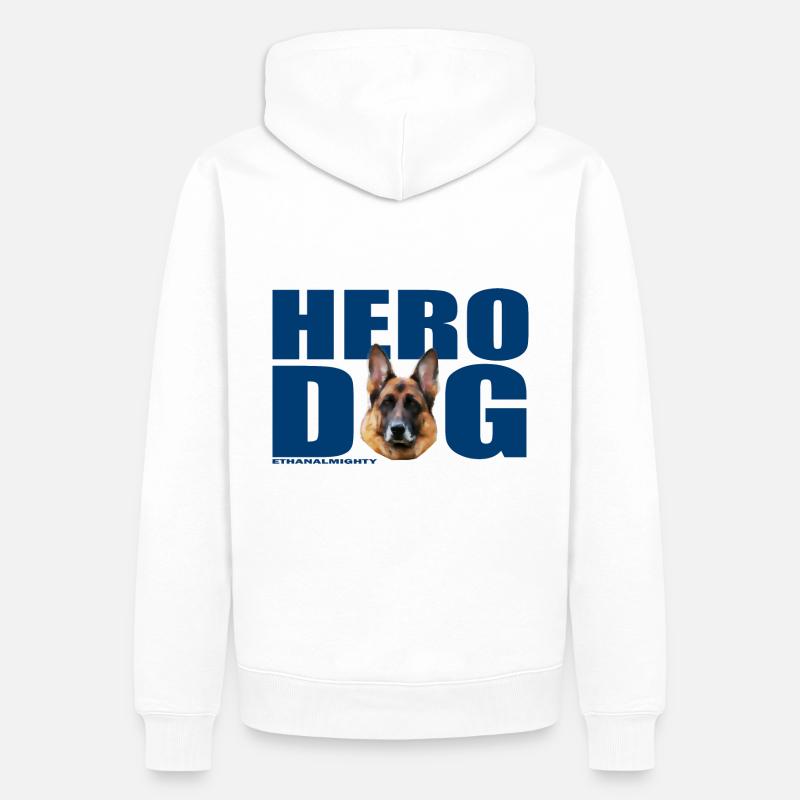 Heldenhund EthanAllmächtig - Männer Premium Bio Hoodie - Weiß