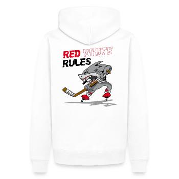 Règles Rouge Blanc - Sweat à capuche Premium bio Homme - blanc - Dos - Nico (187cm)