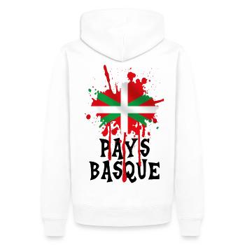 pays basque 09 - Sweat à capuche Premium bio Homme - blanc - Dos - Nico (187cm)