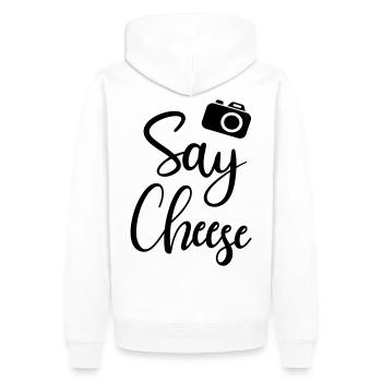 Dites photographe de fromage prenant une séance photo - Sweat à capuche Premium bio Homme - blanc - Dos - Nico (187cm)