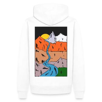 Mountain River Sunset Panorama - Men’s Premium Organic Hoodie - white - Back - Nico (187cm)