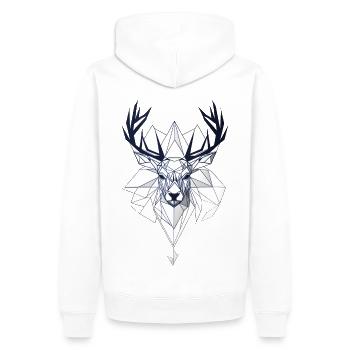 Geo Stag - Men’s Premium Organic Hoodie - white - Back - Nico (187cm)