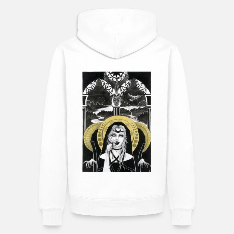 Triple Déesse de la Nuit - Sweat à capuche Premium bio Homme - blanc