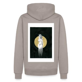 Méduse sombre - Sweat à capuche Premium bio Homme - taupe - Dos - Nico (187cm)