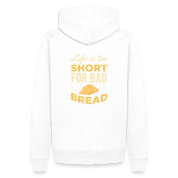 La vie est trop courte pour un mauvais pain UNISEX FOOD - Sweat à capuche Premium bio Homme - blanc - Dos - Nico (187cm)