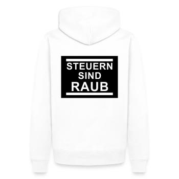 Steuern - Männer Premium Bio Hoodie - Weiß - Hinten - Nico (187cm)