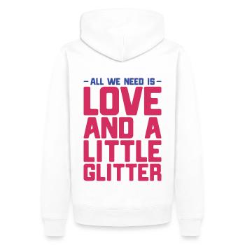 All we need is love and a little glitter - Männer Premium Bio Hoodie - Weiß - Hinten - Nico (187cm)