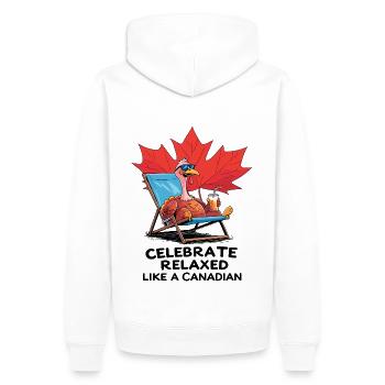 Relaxed Canadian Thanksgiving - Men’s Premium Organic Hoodie - white - Back - Nico (187cm)