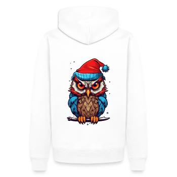 Süße Eule mit Weihnachtsmütze Kawaii Geschenk - Männer Premium Bio Hoodie - Weiß - Hinten - Nico (187cm)