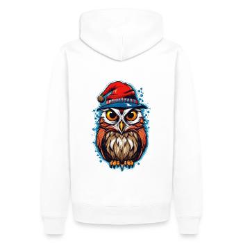 Hibou mignon avec cadeau Kawaii chapeau de père Noël - Sweat à capuche Premium bio Homme - blanc - Dos - Nico (187cm)