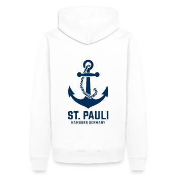 St. Pauli Hamburg Anker Reeperbahn - Männer Premium Bio Hoodie - Weiß - Hinten - Nico (187cm)
