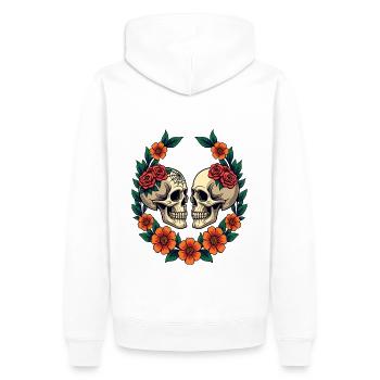 Skulls & Flowers Dark Aesthetic Floral - Männer Premium Bio Hoodie - Weiß - Hinten - Nico (187cm)