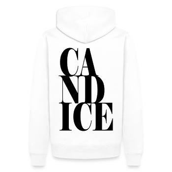 Candice Nom Prénom Police moderne Word Art - Sweat à capuche Premium bio Homme - blanc - Dos - Nico (187cm)