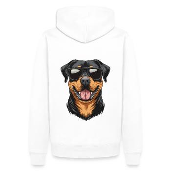 cooler Rottweiler Hund mit Sonnenbrille :-) - Männer Premium Bio Hoodie - Weiß - Hinten - Nico (187cm)