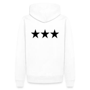 3 STERNE - Männer Premium Bio Hoodie - Weiß - Hinten - Nico (187cm)