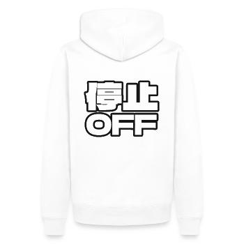 OFF - Sweat à capuche Premium bio Homme - blanc - Dos - Nico (187cm)