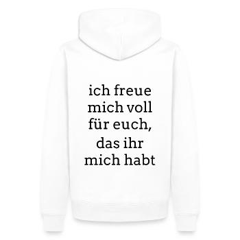 Ich freue mich voll... Cooler Spruch - Männer Premium Bio Hoodie - Weiß - Hinten - Nico (187cm)