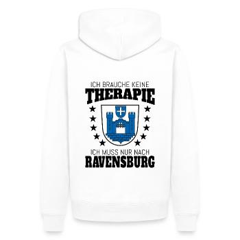 Ravensburg Therapie Ravensburger Oberschwaben - Männer Premium Bio Hoodie - Weiß - Hinten - Nico (187cm)